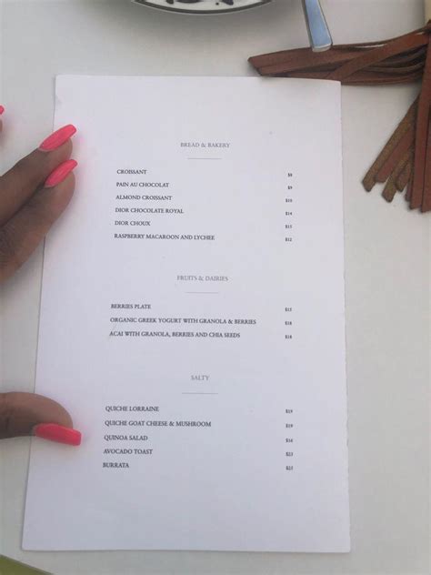 miami dior cafe menu|dior cafe miami menu prices.